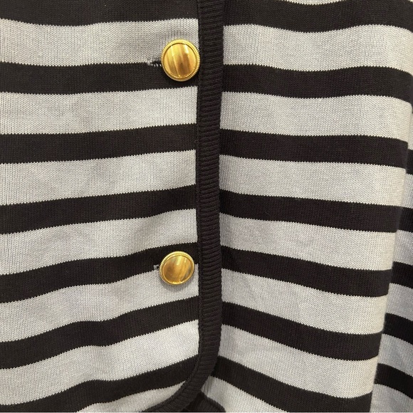 Ann Taylor Striped Blue Cardigan XXL Gold Button Cotton 2025 Preppy Quiet Luxury - Picture 5 of 9